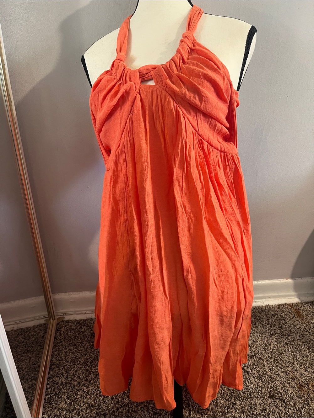 Backless Halter Sundress - Orange